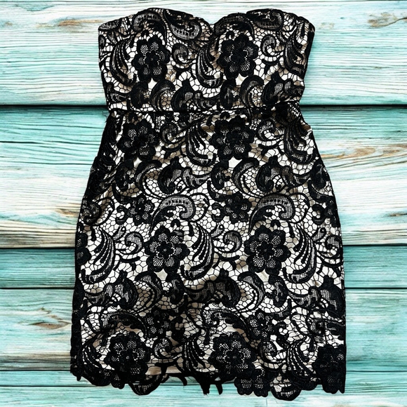 Cinderella Divine Black Lace Strapless Dress XL Formal Cocktail Party Mini Gown - Picture 1 of 15